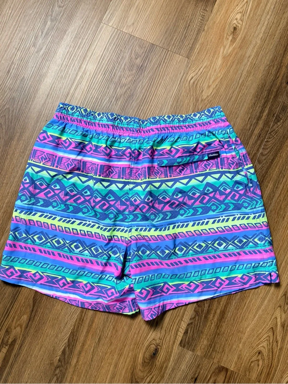 chubbies Neon Aztec Swim Trunks - Blue, Pink, Green